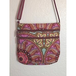 Vera Bradley Crossbody‎ Bag Triple Zip Shoulder Purse Lightweight Travel